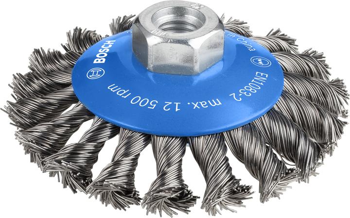 Actual product image Bosch Professional Zubehör PRO Metal heavy tapered brush, 100 x 0.5 mm, thread (P12, P100)