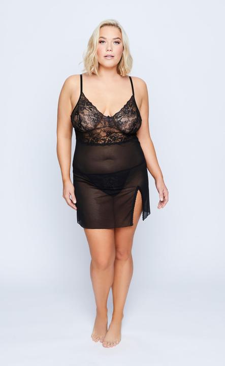 Immagine prodotto Ulla Popken Set con négligé e perizoma con pizzo e mesh (54)