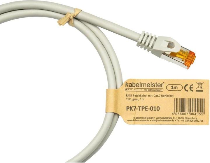 Produktbild Varia Cat 7 RJ45 Patchkabel, 10m, TPE, grau, flexibles Netzwerkkabel (S/FTP, CAT7, 10 m)