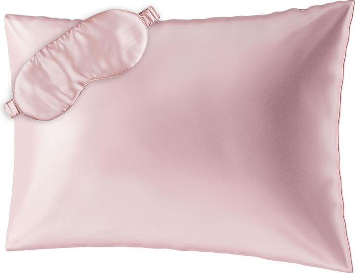 Image du produit Ailoria BEAUTY SLEEP SET Oreiller à fermeture éclair en soie (50x70) (rose) avec masque pour les yeux (Taie d'oreiller, 50 x 70 cm)