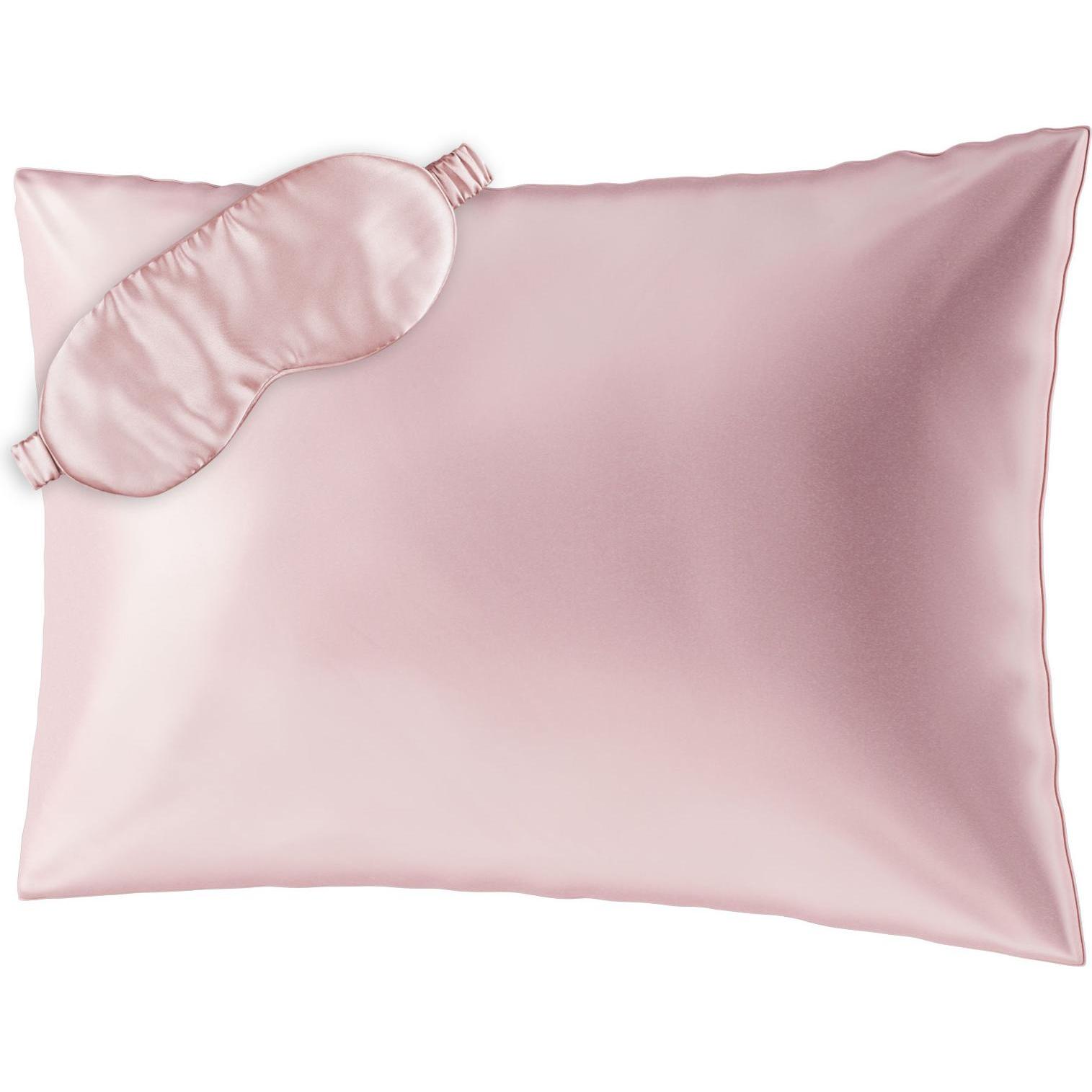 Thumbnail - Ailoria, Bettwäsche, BEAUTY SLEEP SET Silk Zipper Pillowcase (50x70) (pink) with eye mask (Kopfkissenbezug, 50 x 70 cm)