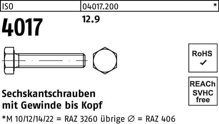 Produktbild Bufab Sechskantschraube ISO 4017 VG M 12 x 60 12.9 (100 Schrauben pro Stück)