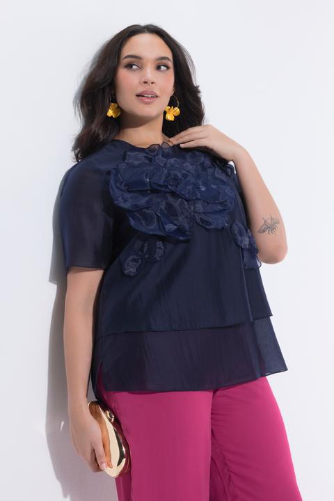 Actual product image Ulla Popken Floral Chiffon Applique Blouse (48)