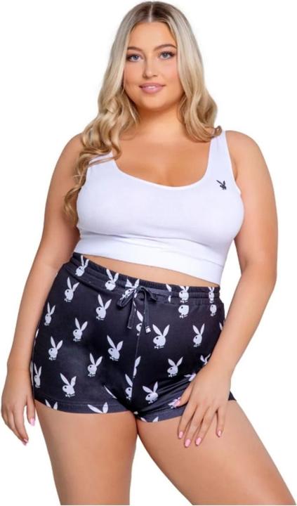Playboy Lingerie - Ensemble 2 Pièces Slumber Bunny - Noir & Blanc (XL, XXL)