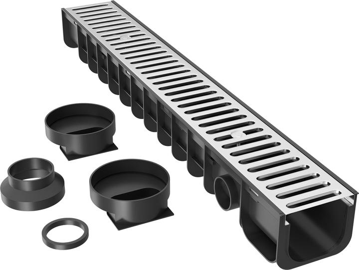 Image du produit Wiltec Caniveau de drainage 1m Grille de couverture 1,5t galvanisée Caniveau de drainage Caniveau de