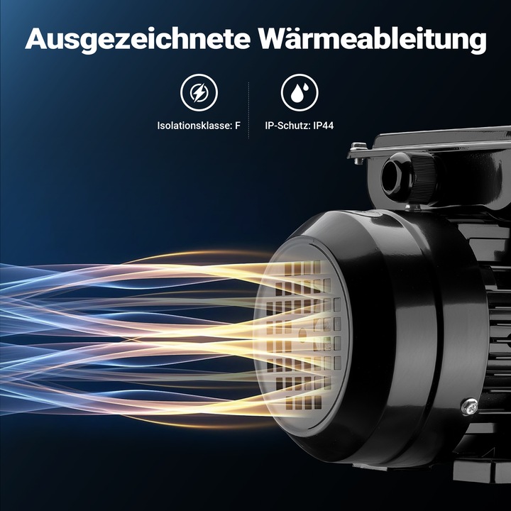 Image du produit Wiltec Elektromotor 1-phasig 4-polig Elektro Motor 1,1kW Einphasenmotor Motor