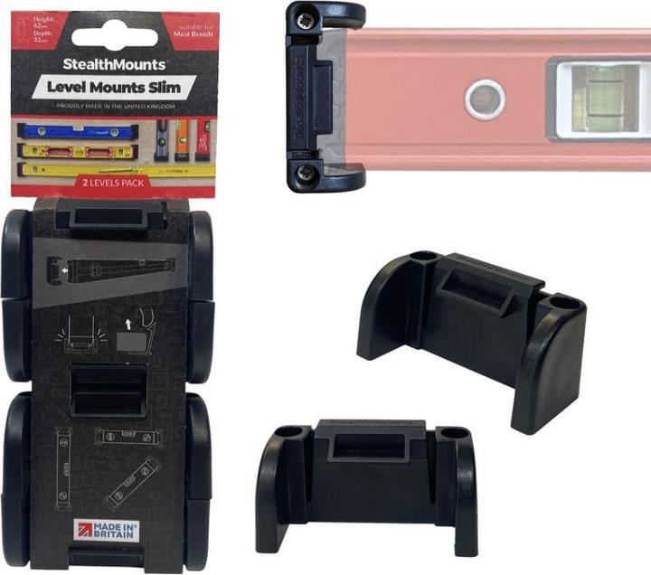 Actual product image StealthMounts OM-LM-SL-BLK-2 Schwarze Wasserwaagenhalterung schmal