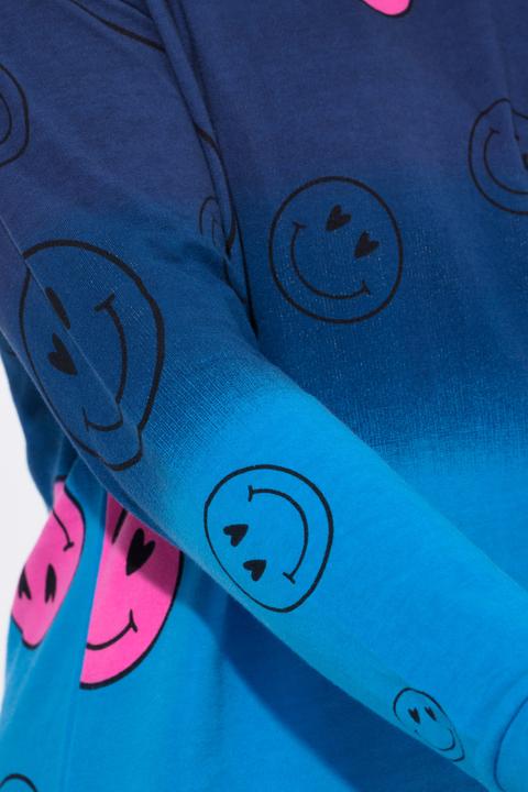 Actual product image Angel of Style Oversized Long-Sleeve Color Gradient Smiley Print Sweatshirt (46)