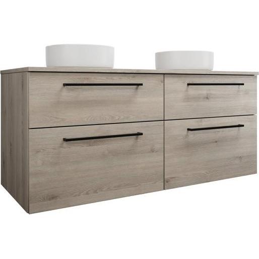 burgbad, Badmöbelset, Eqio Keramik-Aufsatzwaschtische links und rechts, rund, inklusive Waschtischunterschrank, Br