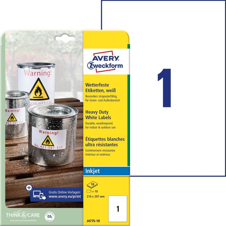 Produktbild Avery wetterfeste und langlebige Inkjet-Etiketten