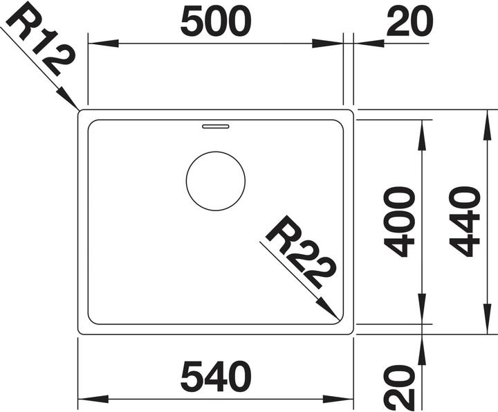 Image du produit Blanco Andano 500-U (Evier sous plan, 44 cm, 54 cm)