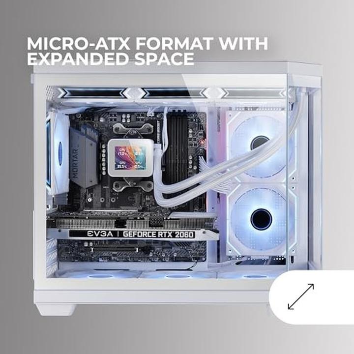 Image du produit Mars Gaming Boitier Mini Tour Micro Atx Mc-3tcorem Avec Panneaux Vitrés (Blanc) (Mini-ITX, mATX)