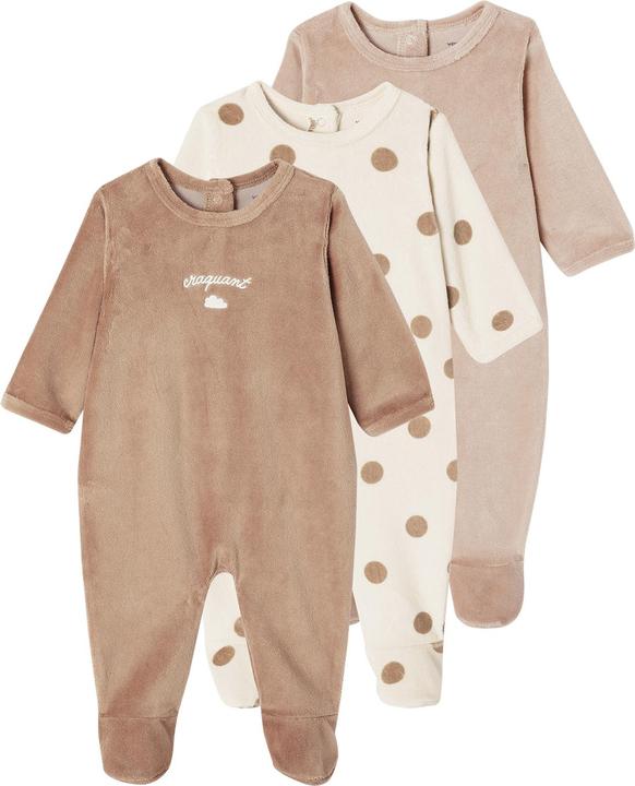 Produktbild Vertbaudet 3er-Pack Baby Samt-Strampler BASIC (62)