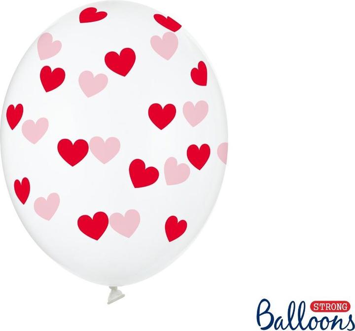 Produktbild Partydeco Luftballons durchsichtig mit roten Herzen (50 Stk.) (50 x)