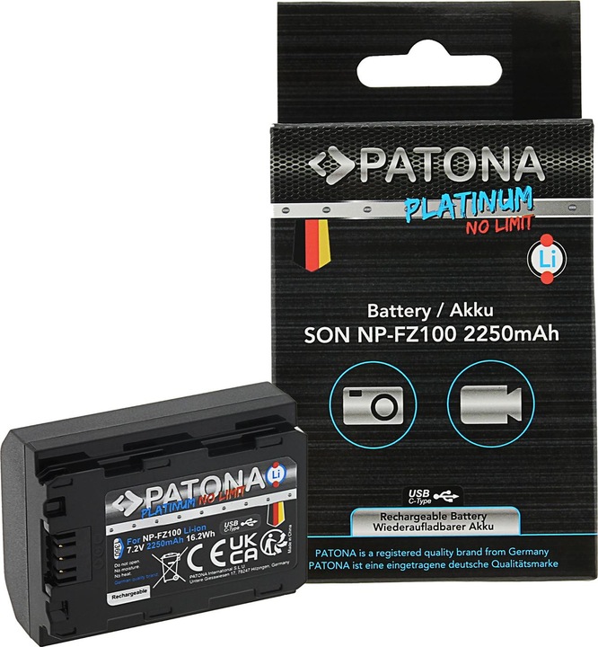 Actual product image Patona Platinum NP-FZ100 USB-C (Rechargeable battery)