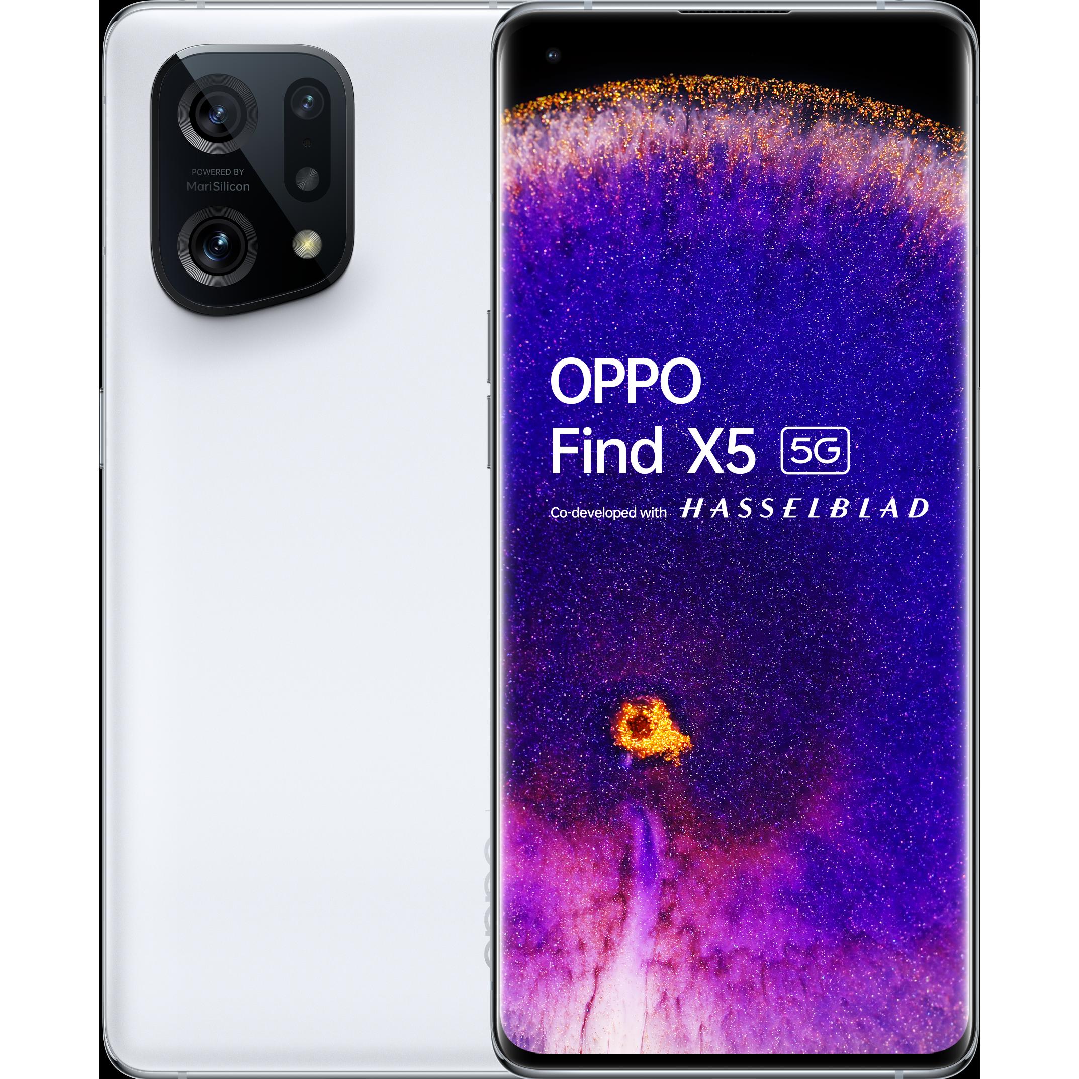 OPPO Find X5 (256 GB, White, 6.55", SIM + eSIM, 50 Mpx, 5G), Smartphone, Weiss