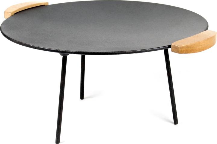 Wiltec Dutch Oven Grill Plate with Wooden Handles Round Ø44cm Cast Iron, Barbecue Top with 2 Sets of Legs 2
