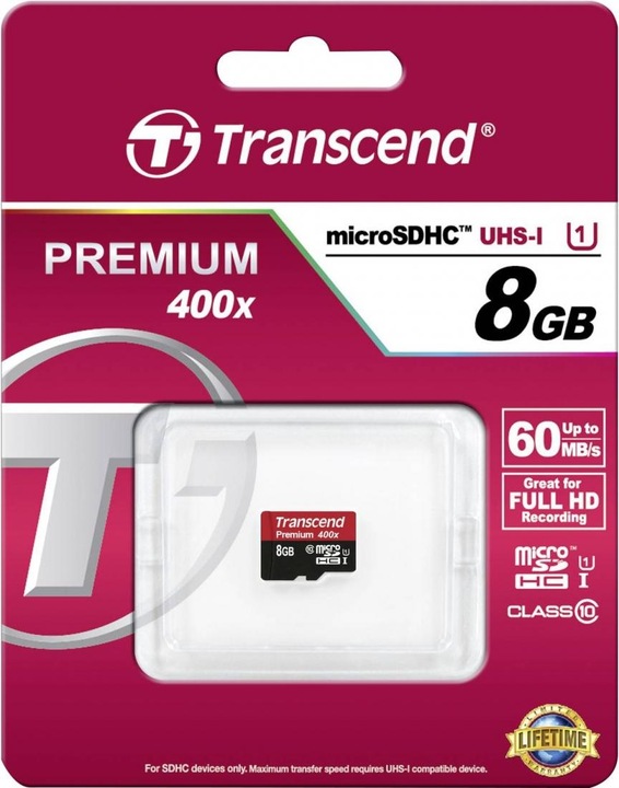 Produktbild Transcend 8GB MICROSDHC CLASS 10 UHS-I (8 GB, microSDHC, U1, UHS-I)