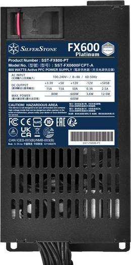 Actual product image Silverstone SST-FX600-PT FX600 Platinum Power Supply - 600 Watt (600 W)