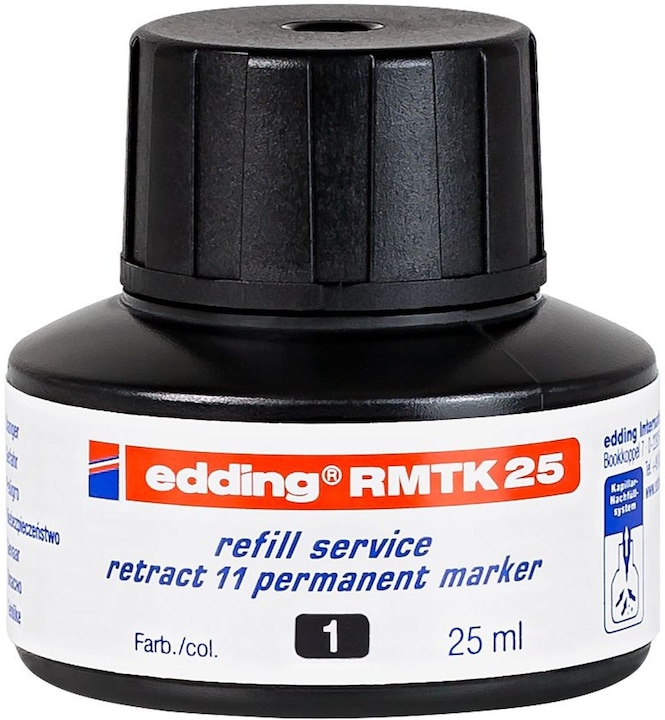 Produktbild Edding Tintenpatrone Nachfülltinte RMTK25 25 ml, Schwarz (Nachfülleinheit, Schwarz)