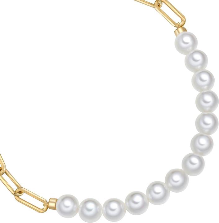 Immagine prodotto Rafaela Donata Armband Sterling Silber gelbgold Muschelkernperle weiss - 38620 (22 cm, Argento)
