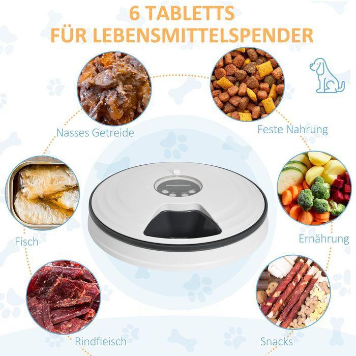 Immagine prodotto Swisshandel24 Mangiatoia automatica a 6 scomparti per cani gatti distributore automatico di cibo programmabile a (0.13 l)