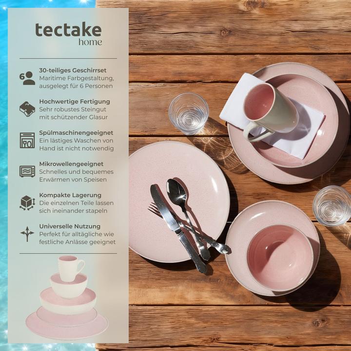 Actual product image tectake Mare tableware set in stoneware, for 6 people (30 pcs.)