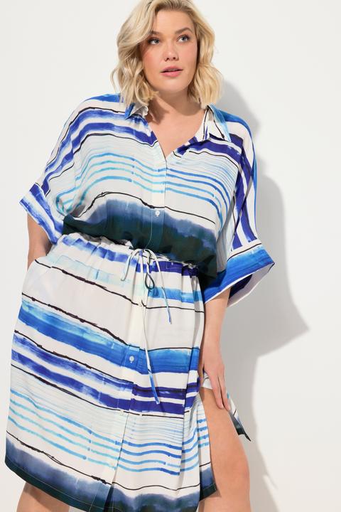 Actual product image Ulla Popken Oversized Striped Short Sleeve Shirt Dress (42, 44)