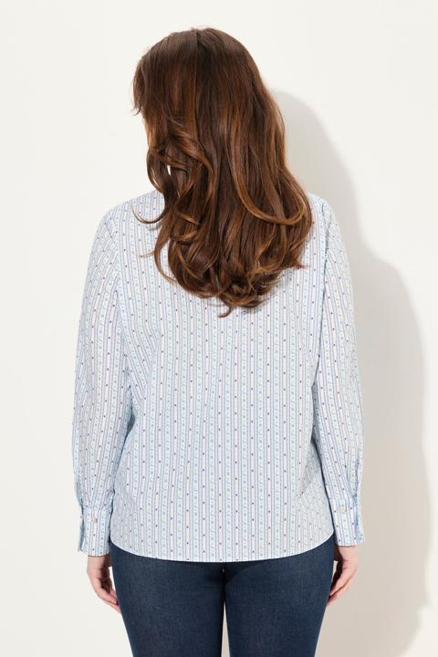 Immagine prodotto Ulla Popken Damen grosse Grössen Bluse, Kelchkragen, bedruckt, Langarm himmelblau 54+ 829726700-54+ (54)