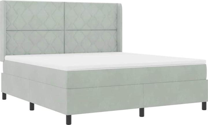 Image du produit vidaXL Boxspringbett Mit Matratze & Led Samt Hellgrau (180 x 200 cm)