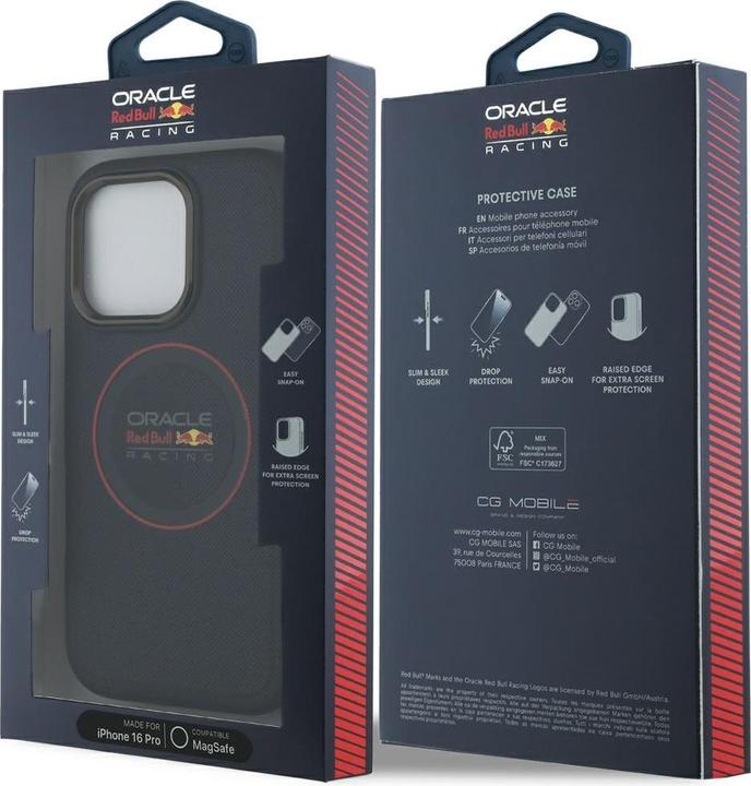 Immagine prodotto Red Bull RBHMP16L24PUILVR Custodia rigida per iPhone 16 Pro 6,3" in pelle granatowy/navy Anello rosso MagSafe (Apple iPhone 16 Pro)