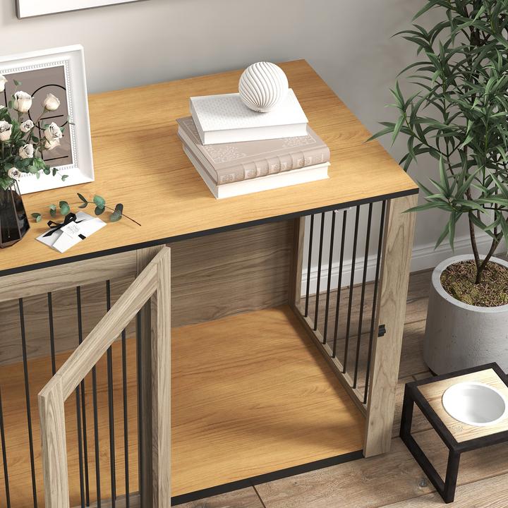 Actual product image PawHut Hundekäfig Stahl, MDF Eiche (Dog house)