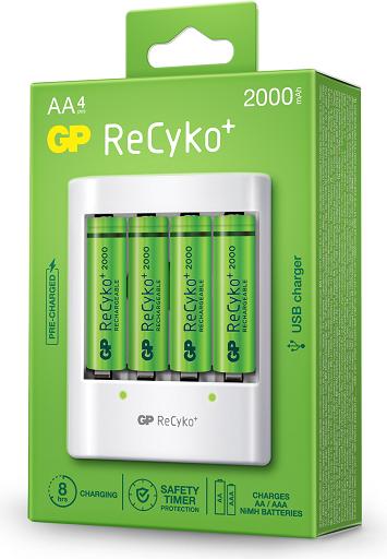 GP Batteries ReCyko U411, Rechargeable battery, AA, Nickel-metal hydride (NiMH), 1.2 V, 4 piece(s) (4 pcs., AA, 2000 mAh)