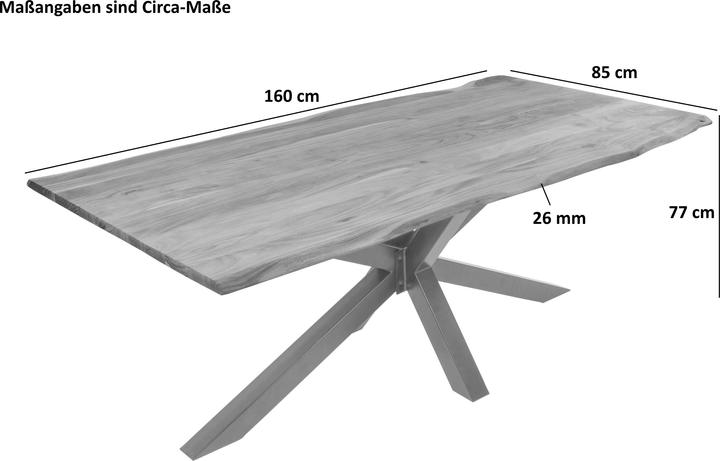 Actual product image SAM DEREK Baumkante massiv Akazie (160 x 85 x 77 cm)