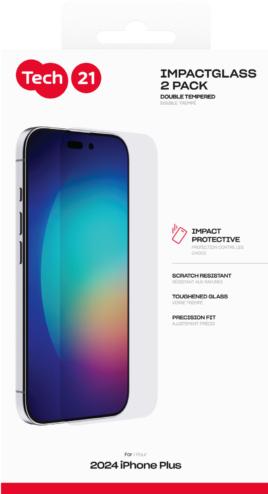 Actual product image tech21 - Impact Glass 2-pack Extra Strong - iPhone 16 Plus (2 pcs., Apple iPhone 16 Plus)