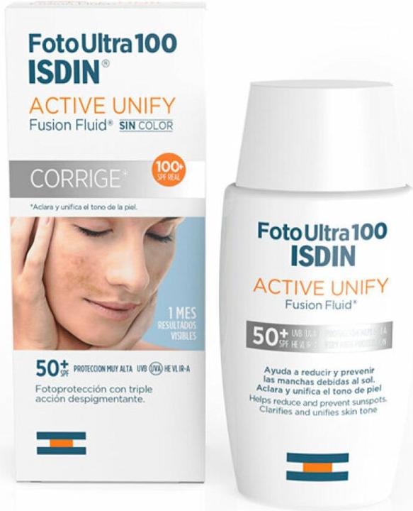 Actual product image Isdin Fotoultra 100 Active Unify Colour (Sun cream face, SPF 50+, 50 ml)