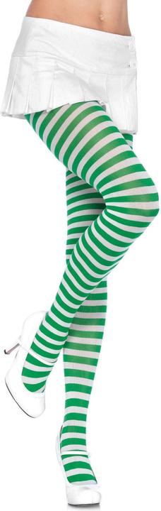 Produktbild Leg Avenue Ringelstrumpfhose weiss-grün geringelt (One Size)