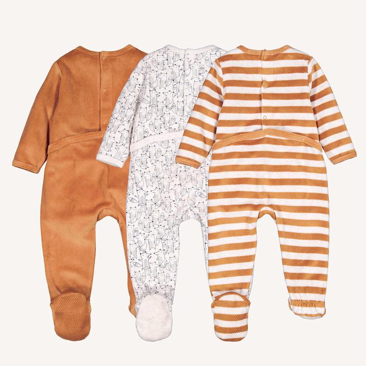 Produktbild La Redoute Collections 3er-Set einteiliger Schlafanzug aus Samt mit Fuchsmotiv (92)