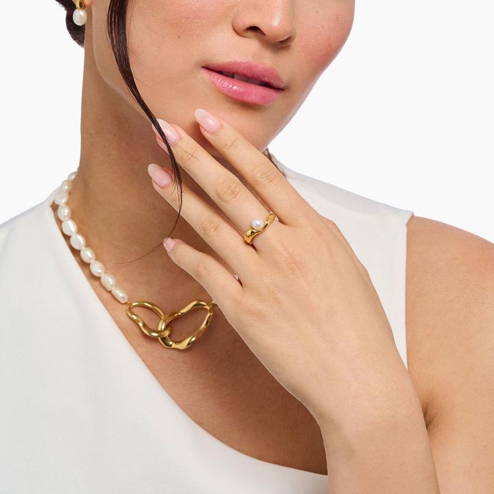 Produktbild Thomas Sabo Ring mit Perle Natural Beauty vergoldet (58, 925 Silber)