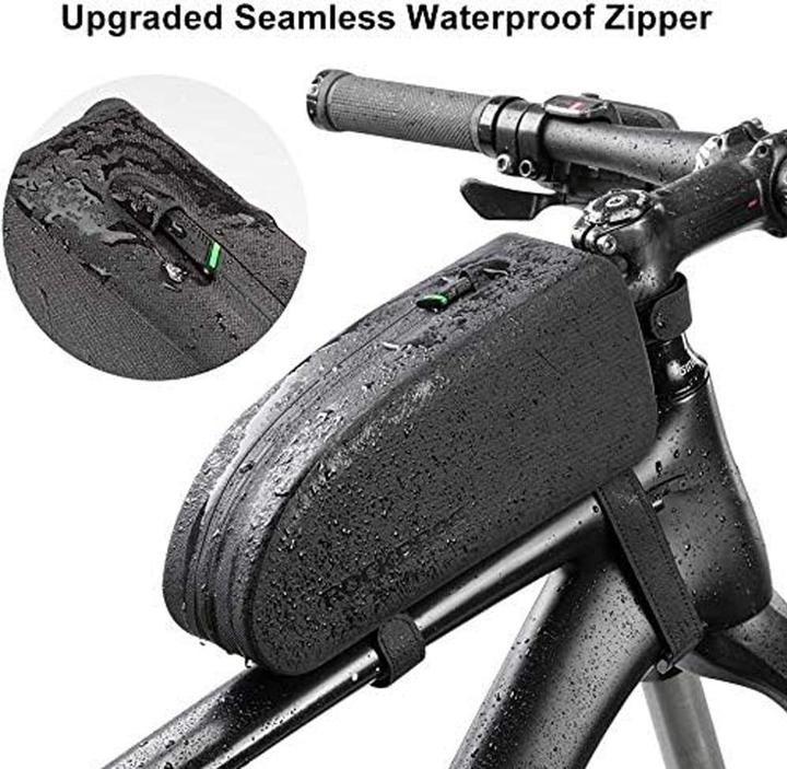 Actual product image Rockbros AS-019-1 waterproof bicycle bag for frame - black (1.60 l, Frame bag)