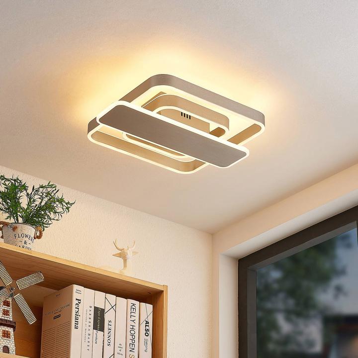 Actual product image Lucande Linetti LED Ceiling Lamp angular nickel 40cm (1545 lm)