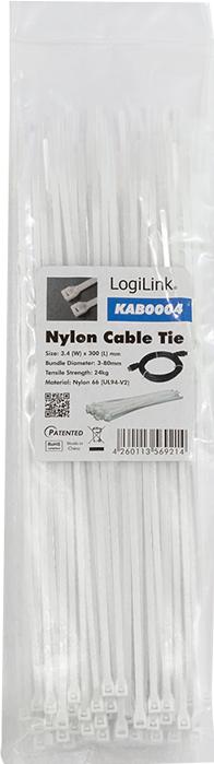 Produktbild LogiLink Kabelbinder, 100 Stk. (Kunststoffkabelbinder, 300 mm, 100 Stk.)