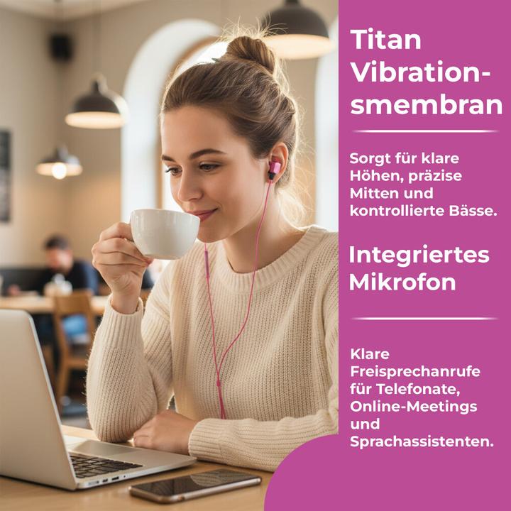 Actual product image Hoco EPV02 In-Ear Stereo Headset hot pink (Cable)