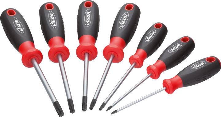 Vigor T Schraubendreher Satz ∙ V3366 ∙ T Profil ∙ T10 - T40 ∙ Anzahl Werkzeuge: 7 (Set)
