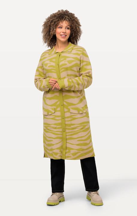 Produktbild Ulla Popken Strickjacke, Zebramuster, Hemdkragen, Brusttaschen (58)