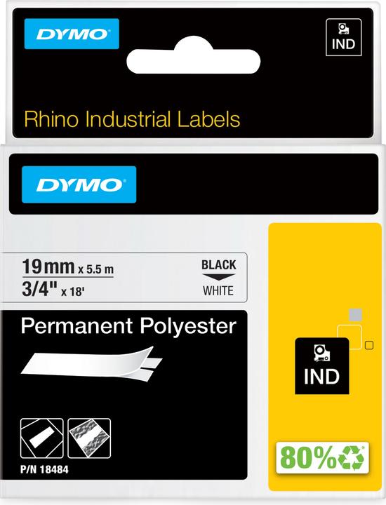 Produktbild Dymo Rhino ID2 Polyesterband 18765, weiss (1.90 cm, Weiss)