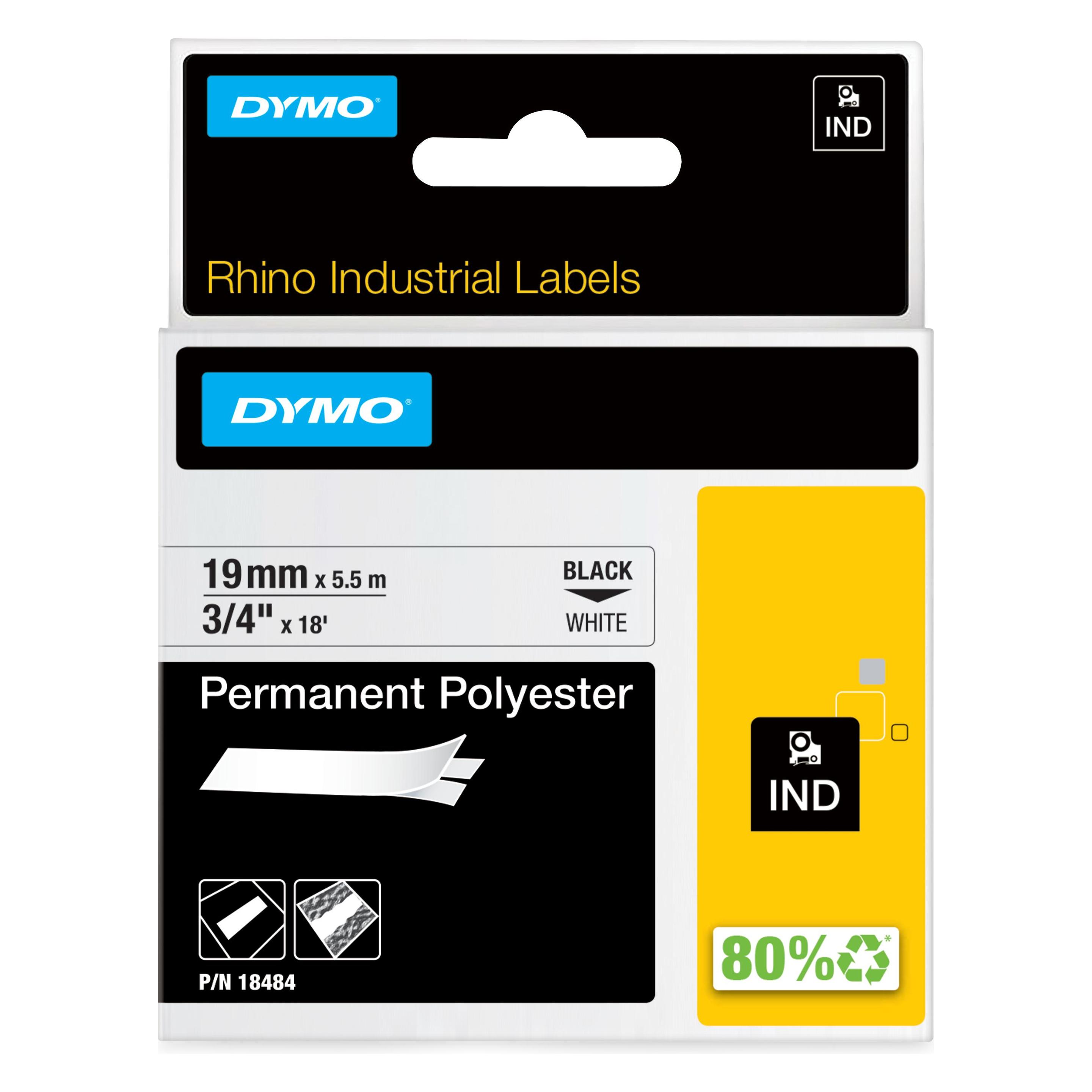 Dymo Rhino ID2 Polyesterband 18765, weiss (1.90 cm, Weiss) (18484)