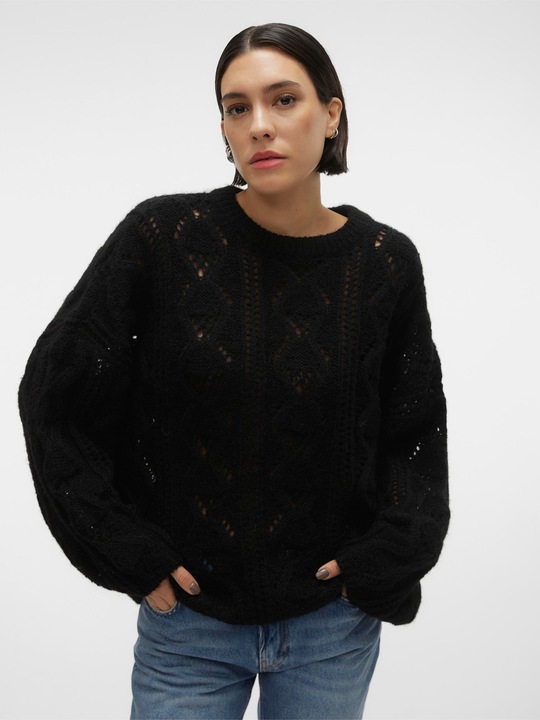 Immagine prodotto Vero Moda Scollo rotondo Maglia con taglio a braccio voluminoso Maglia a maglia (L)