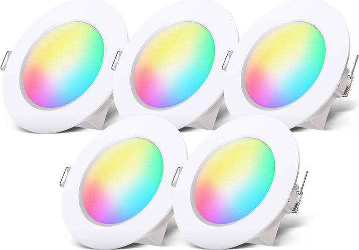B.K.Licht RGBW LED recessed lights, set of 5, white, 5xLED 4.8W (450 lm)