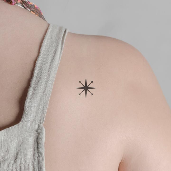 Actual product image minink Temporary tattoo - Compass with stars